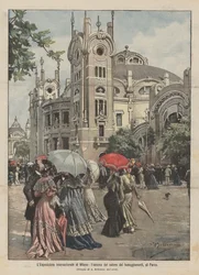 Międzynarodowa Wystawa w Mediolanie, na zewnątrz sali obchodów, w parku